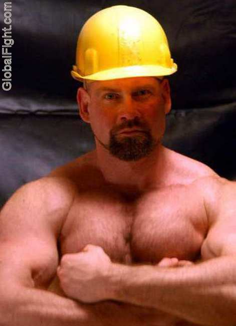 construction man goatee beard hardhat working photos
