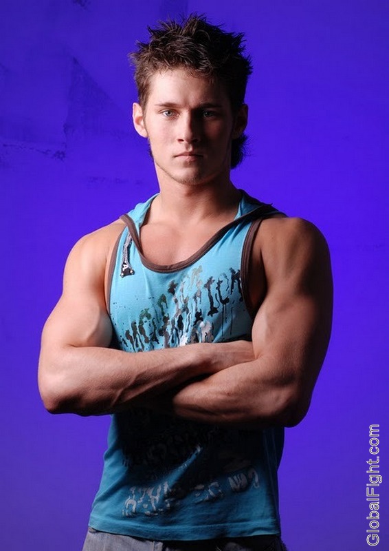 young muscle jock muscular pumped peaking biceps